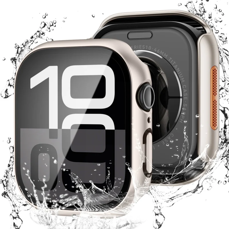Schön Apple Watch Series 10 42mm Glas und Silikon Hülle
