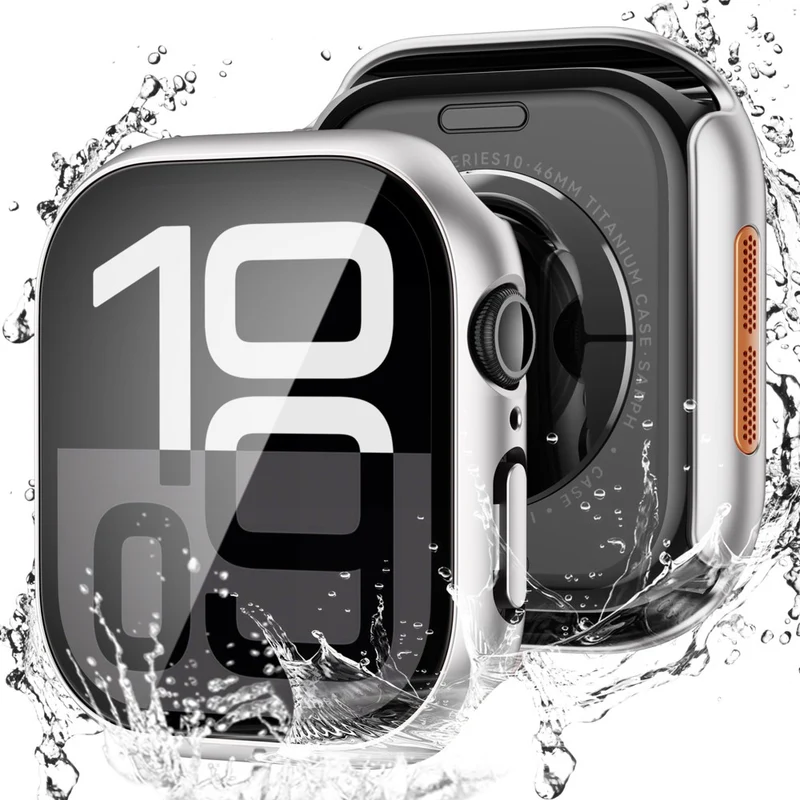 Schön Apple Watch Series 10 42mm Glas und Silikon Hülle