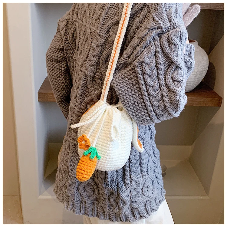 Verspielt Häkelblumen Zugbandtasche