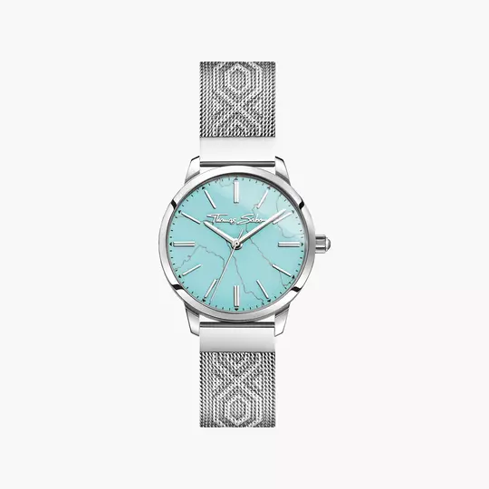 Thomas Sabo Arizona Spirit WA0343-201-215 Damen Armbanduhr Türkis • Mineralglas Saphirbeschichtet • Ethno-Gravuren Milanaise-Armband
