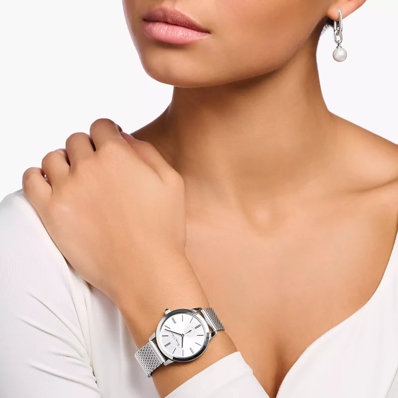 Thomas Sabo Glam Spirit WA0248-201-201 Damen Armbanduhr Silber • Milanaise-Armband aus Edelstahl • Mineralglas saphirbeschichtet