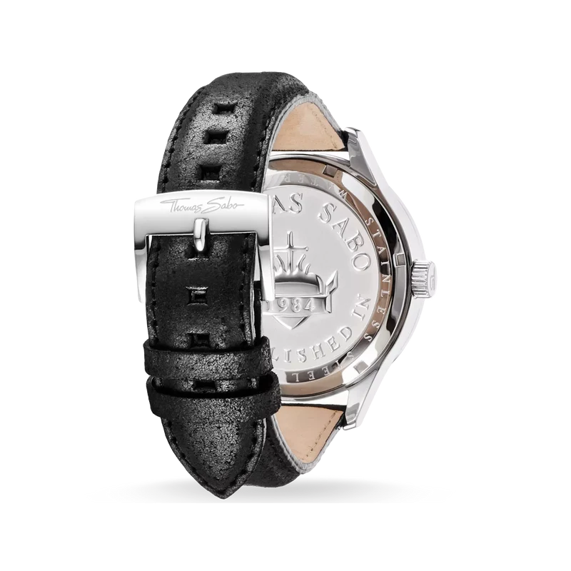 Thomas Sabo Rebel Icon WA0210-218-203 Herrenuhr Schwarz • Mineralglas mit Saphirbeschichtung • Dreidimensionaler Totenkopf