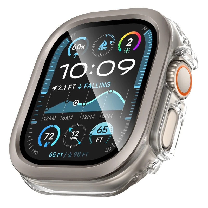 Super Stylisch Apple Watch Ultra 2 / Apple Watch Ultra Glas und Silikon Hülle