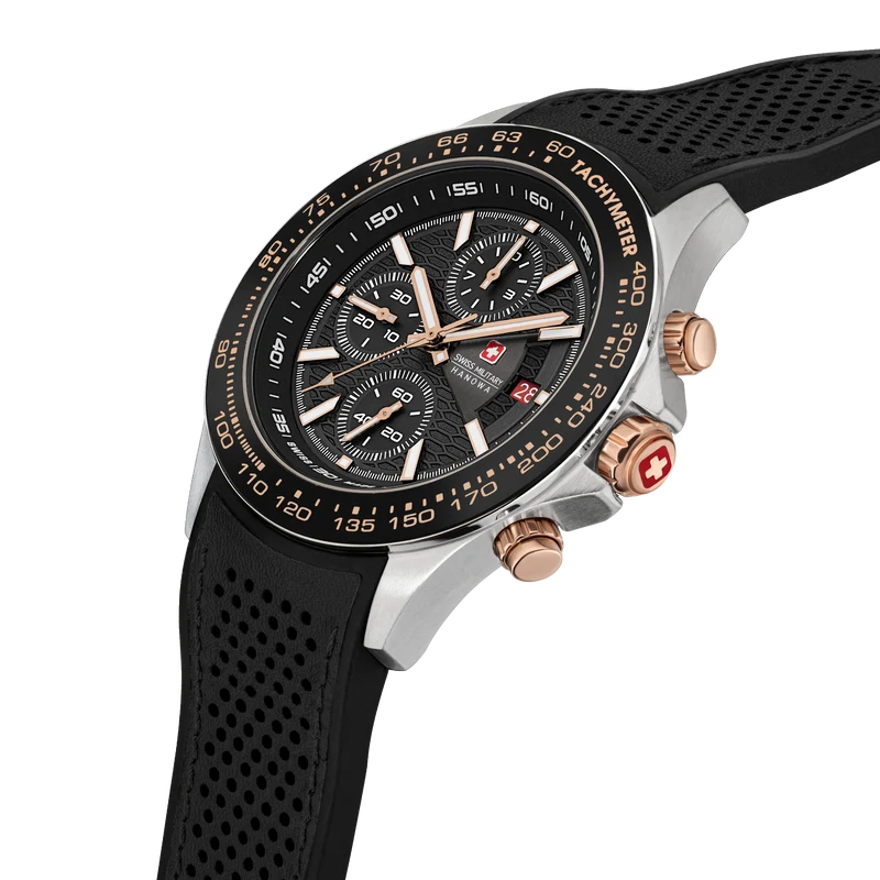 Swiss Military Hanowa Watchman SMWGO0003401 Herrenuhr Schwarz • Saphirglas • Chronograph mit Tachymeter