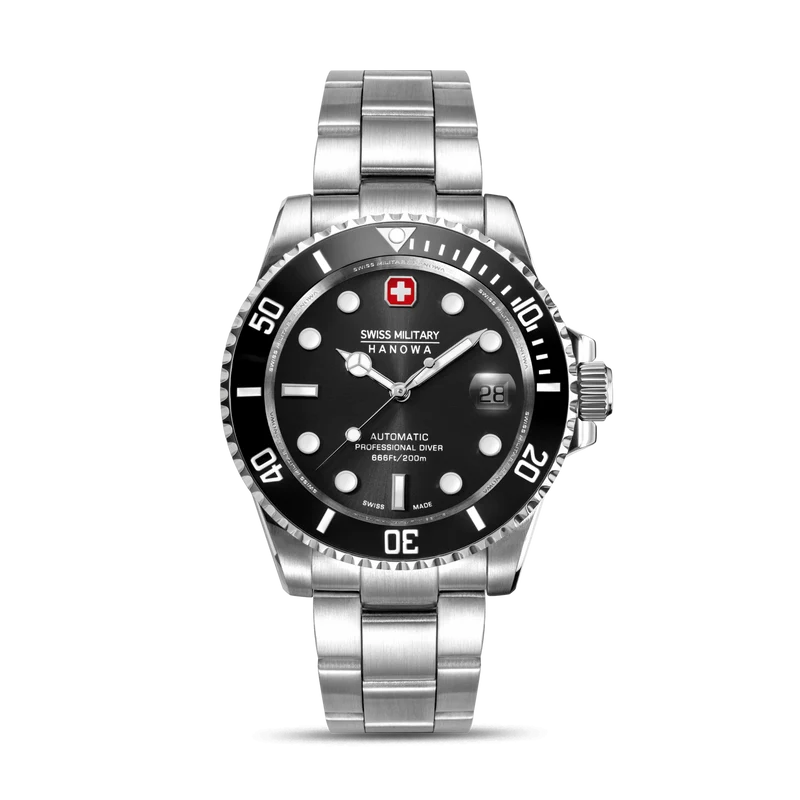 Swiss Military Hanowa Sealord SMWGL0006301 Herrenuhr Schwarz • Automatikwerk Soprod P024 • 20 ATM Wasserdicht