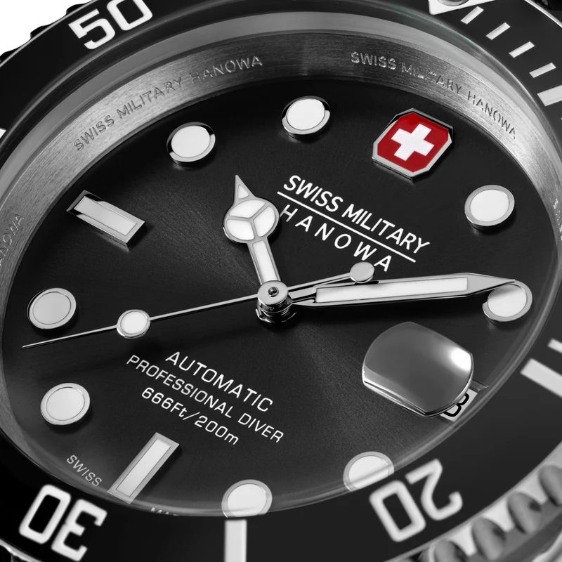 Swiss Military Hanowa Sealord SMWGL0006301 Herrenuhr Schwarz • Automatikwerk Soprod P024 • 20 ATM Wasserdicht