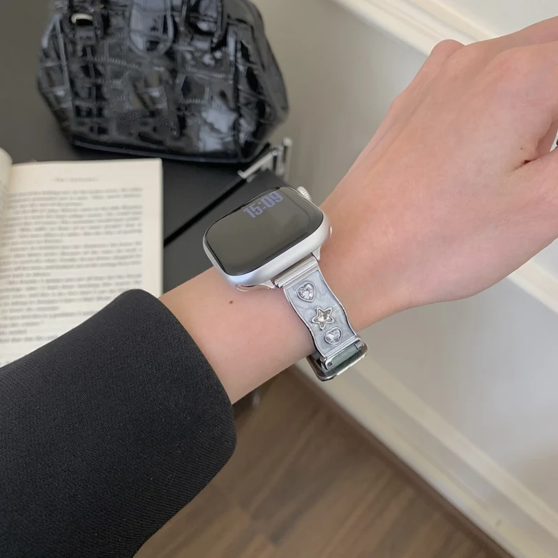 Mega Süß Apple Smartwatch Echtes Leder Universell Armband