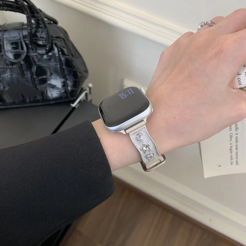 Mega Süß Apple Smartwatch Echtes Leder Universell Armband