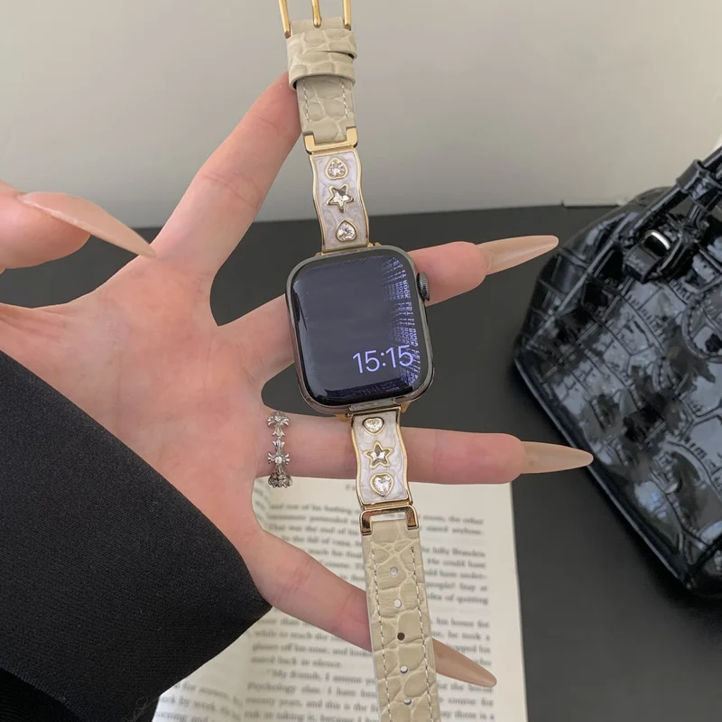 Mega Süß Apple Smartwatch Echtes Leder Universell Armband