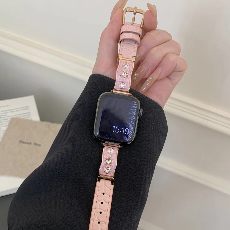 Mega Süß Apple Smartwatch Echtes Leder Universell Armband