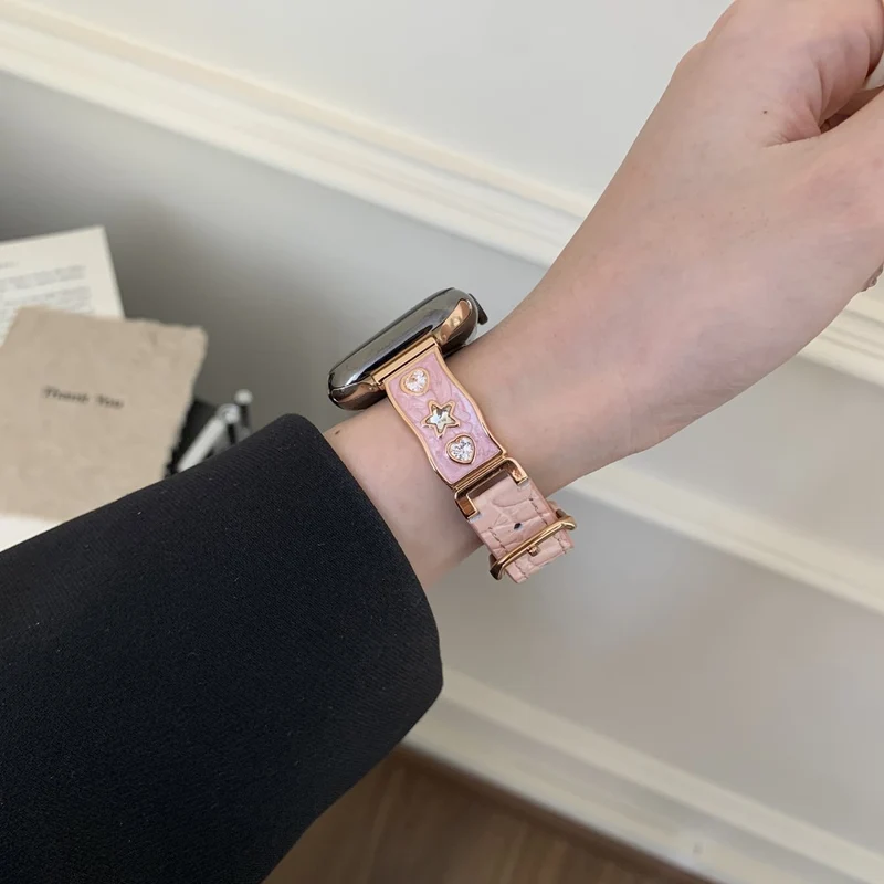 Mega Süß Apple Smartwatch Echtes Leder Universell Armband