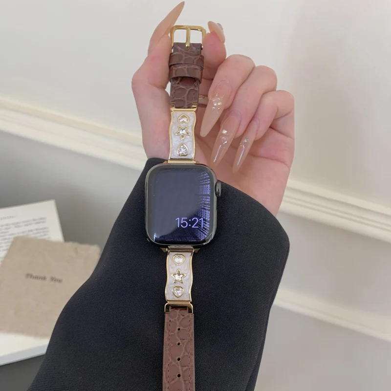 Mega Süß Apple Smartwatch Echtes Leder Universell Armband