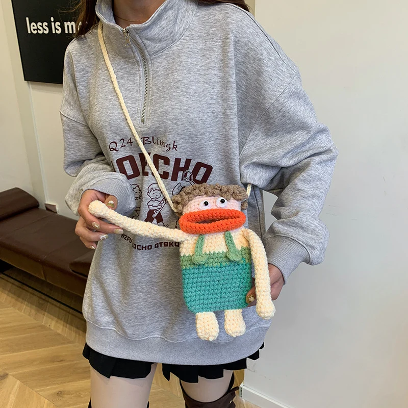 Adorable Häkelcharakter Mini Tasche