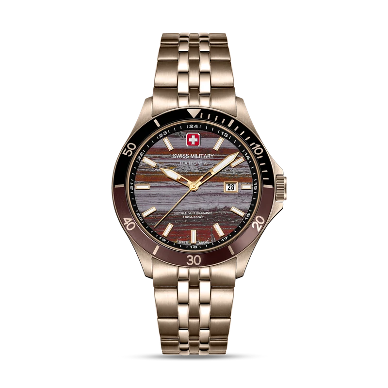 Swiss Military Hanowa Flagship Tiger Iron SMWGH0008310 Herrenuhr Beige • Saphirglas • Limitiert auf 500 Stück