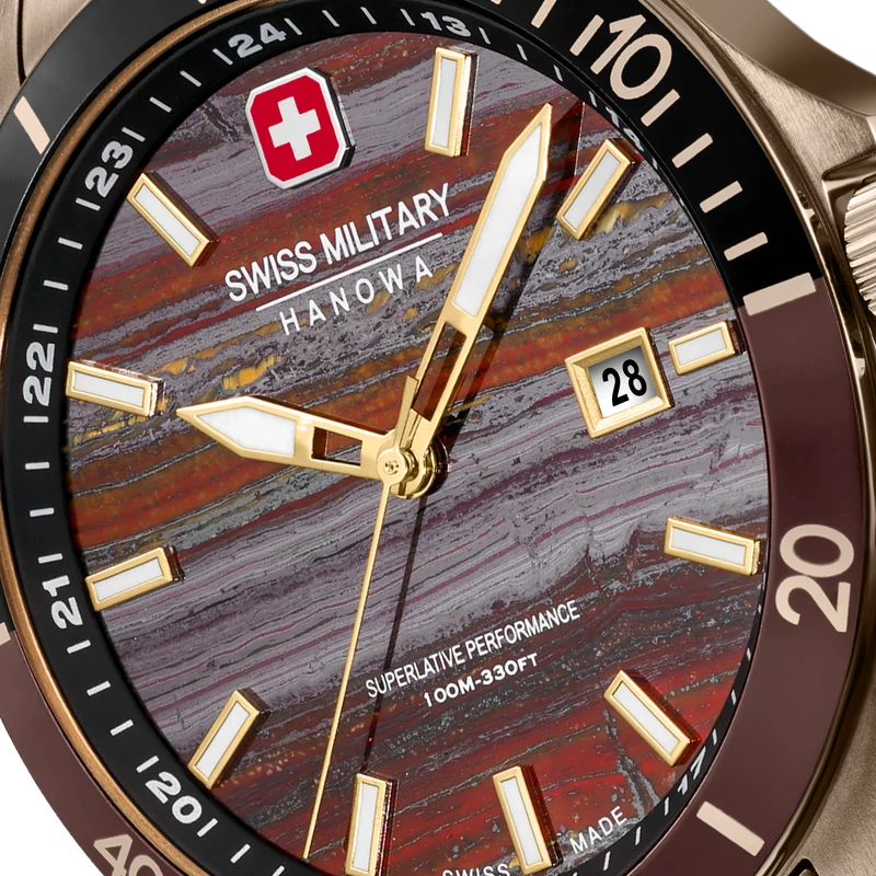 Swiss Military Hanowa Flagship Tiger Iron SMWGH0008310 Herrenuhr Beige • Saphirglas • Limitiert auf 500 Stück