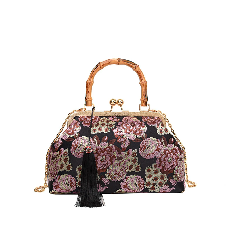 Elegante Blumen Satin Handtasche