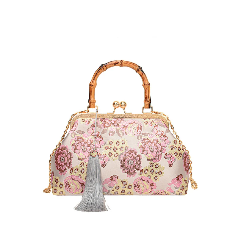 Elegante Blumen Satin Handtasche