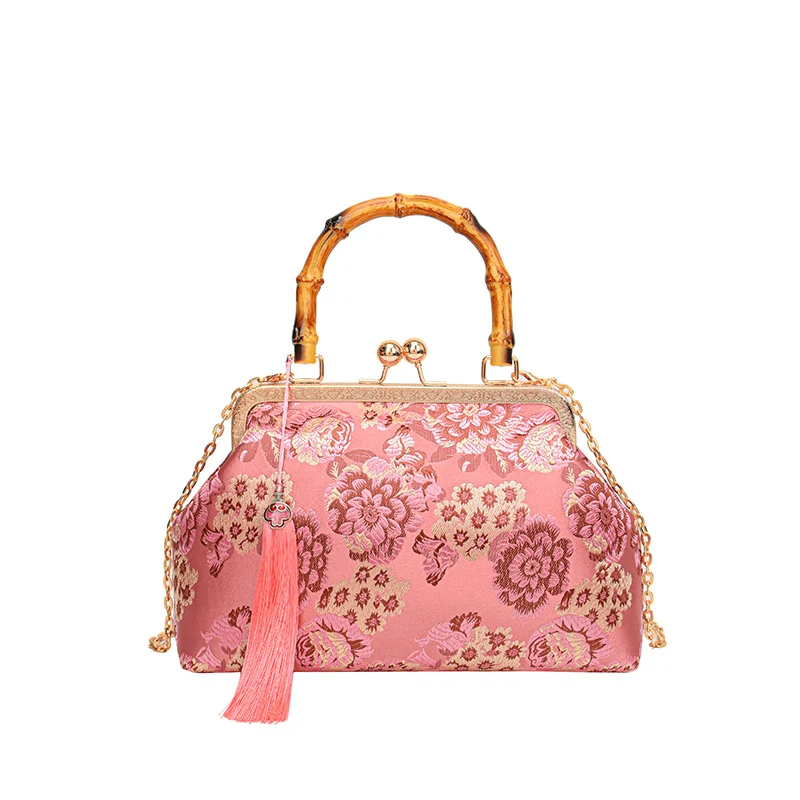 Elegante Blumen Satin Handtasche