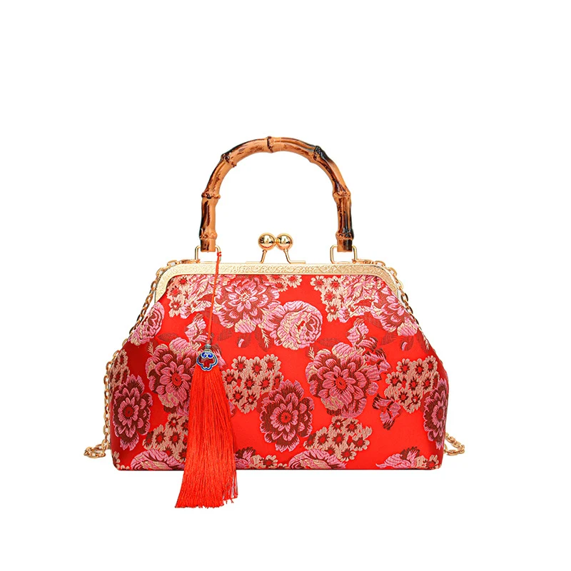 Elegante Blumen Satin Handtasche