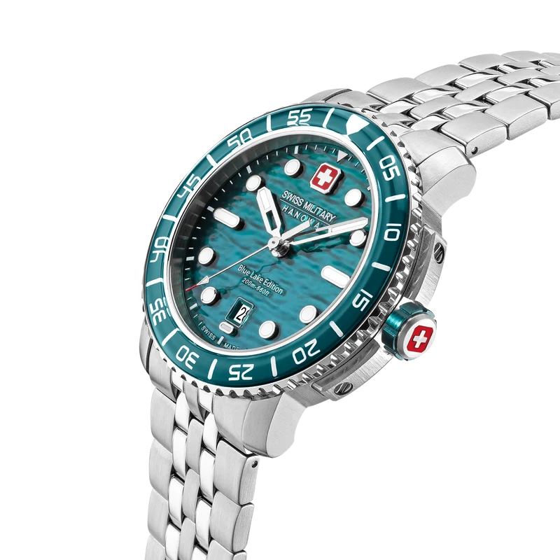Swiss Military Hanowa Aqua SMWGH0004501 Herren Armbanduhr Blau/Grün • Saphirglas • 20 Bar Wasserdicht