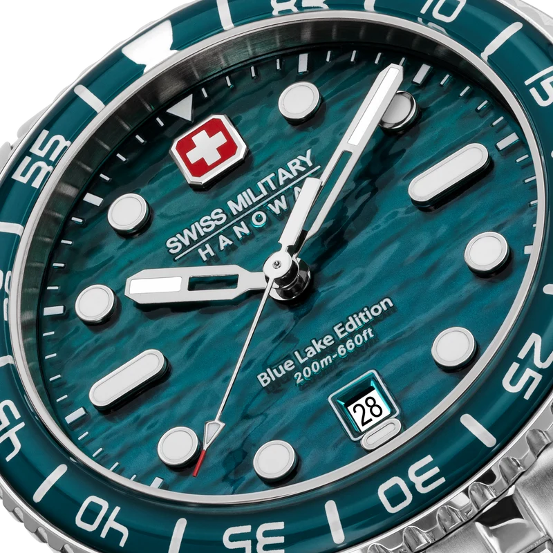 Swiss Military Hanowa Aqua SMWGH0004501 Herren Armbanduhr Blau/Grün • Saphirglas • 20 Bar Wasserdicht