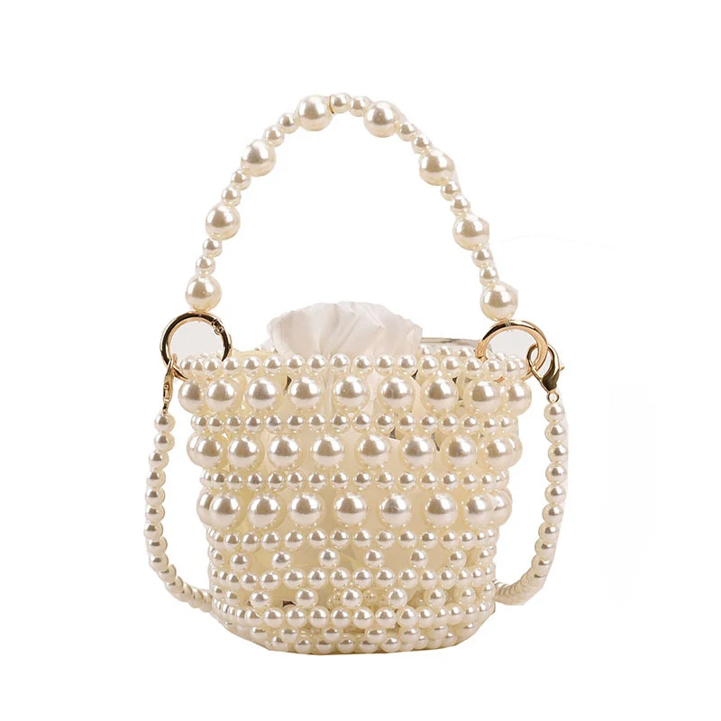 Perlenverzierte Bucket-Handtasche