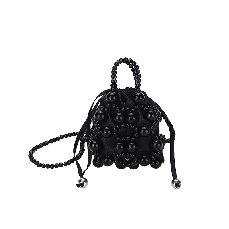 Dekorative perlenbesetzte Mini-Zugbeutel-Handtasche