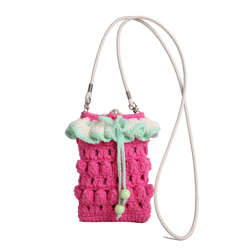 Dekorative gehäkelte Mini-Schultertasche