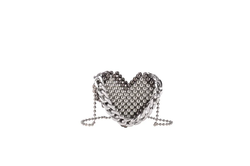 Herzförmige Perlen-Abend-Clutch