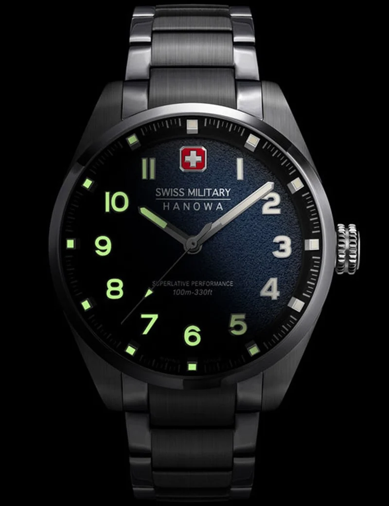 Swiss Military Hanowa Greyhound SMWGG0001504 Herren • Sportliche 42mm Edelstahluhr • 10 ATM Wasserdicht