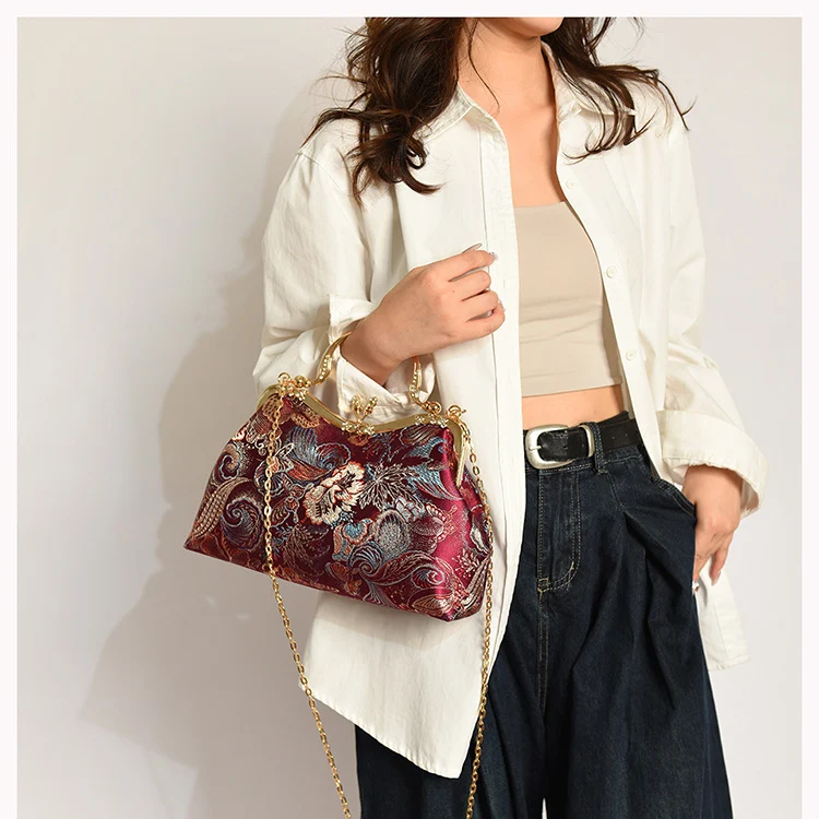Elegante Vintage Blumen Clutch Tasche