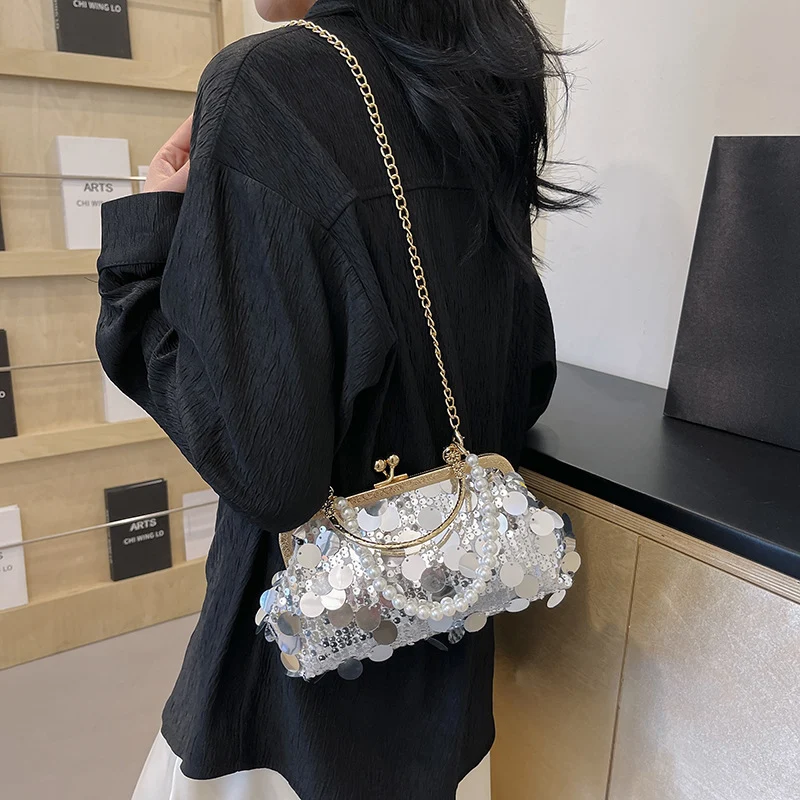 Elegante Pailletten Clutch Tasche