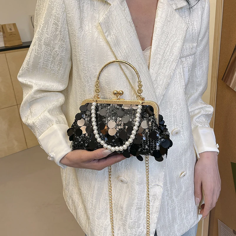 Elegante Pailletten Clutch Tasche