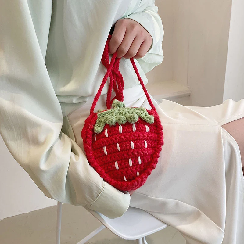 Erdbeer-Themen gehäkelte Handtasche