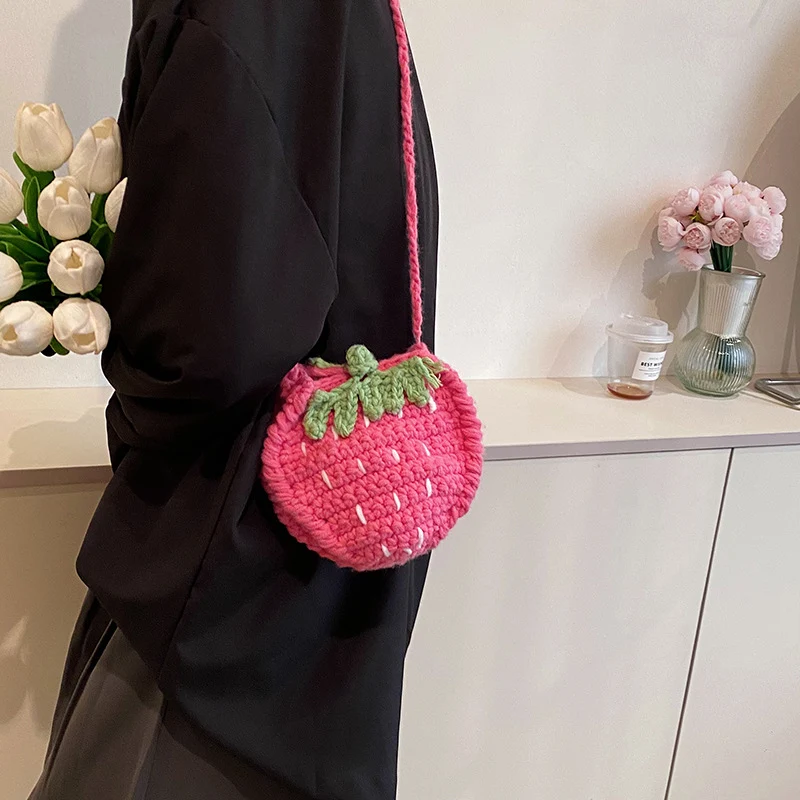 Erdbeer-Themen gehäkelte Handtasche