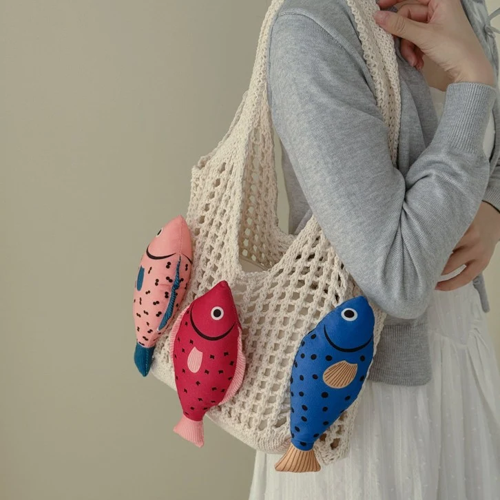 Verspielte fischthemen Häkel-Tote-Bag