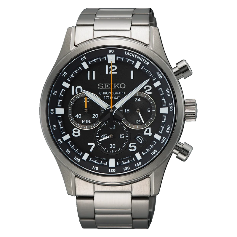 Seiko SSB447P1 Herrenuhr Chronograph Stahl/Schwarz • Saphirglas • 10 Bar Wasserdicht