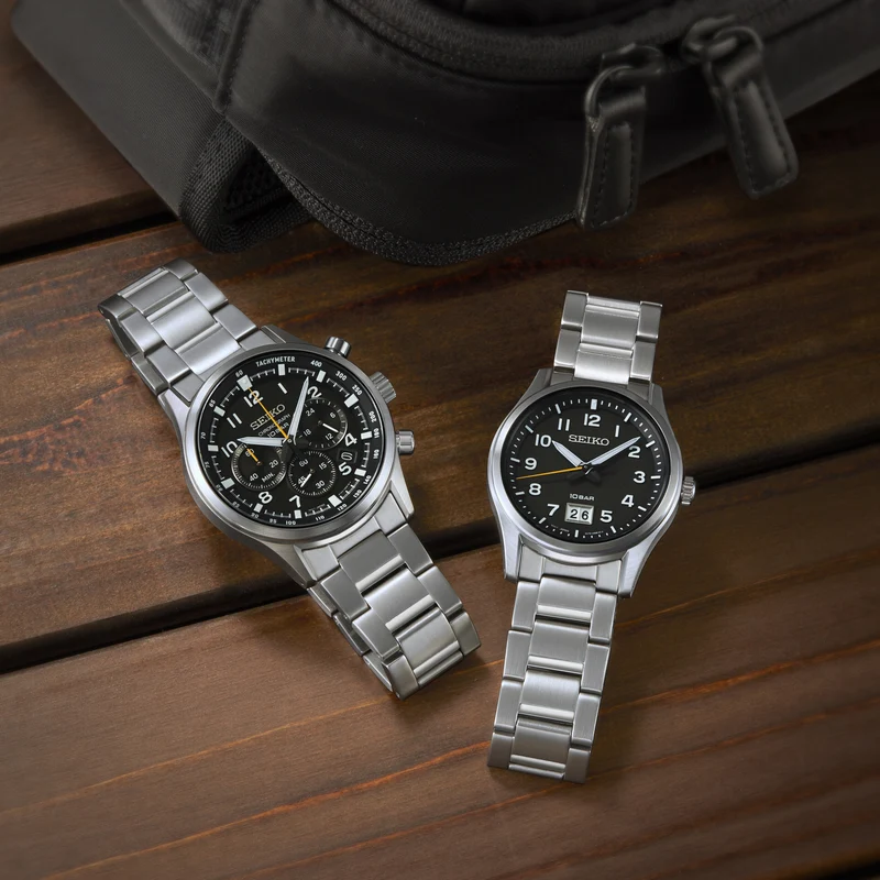 Seiko SSB447P1 Herrenuhr Chronograph Stahl/Schwarz • Saphirglas • 10 Bar Wasserdicht