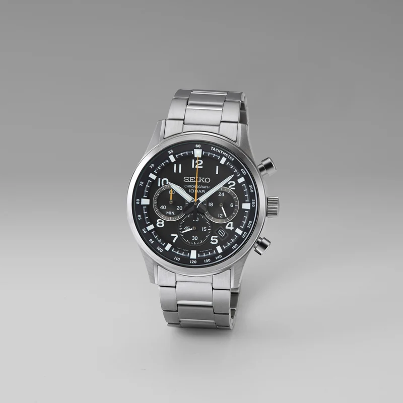 Seiko SSB447P1 Herrenuhr Chronograph Stahl/Schwarz • Saphirglas • 10 Bar Wasserdicht