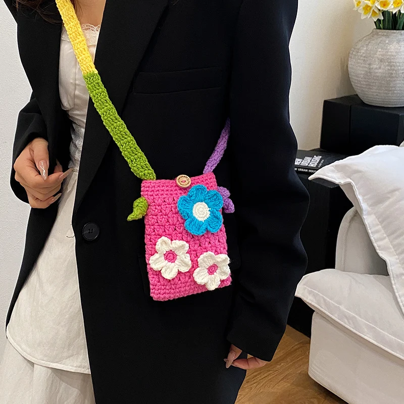 Gehäkelte Blumen Mini Umhängetasche