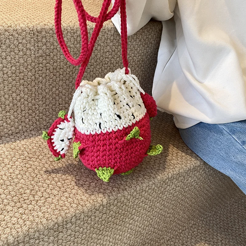 Häkeln Erdbeer-Themen Mini Rucksack