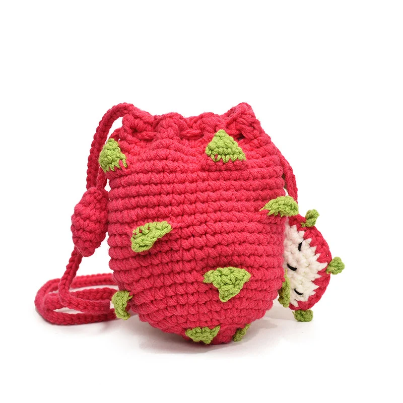 Häkeln Erdbeer-Themen Mini Rucksack