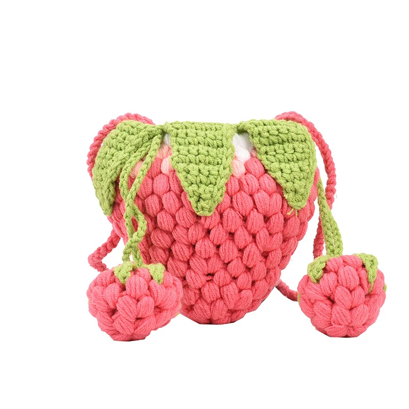 Süße Erdbeerförmige Häkel-Handtasche