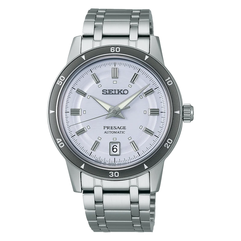 Seiko SRPL73J1 Herrenuhr Presage Style60's Automatik Silber • Automatikwerk Kaliber 4R35 • Sichtboden mit Verschraubung