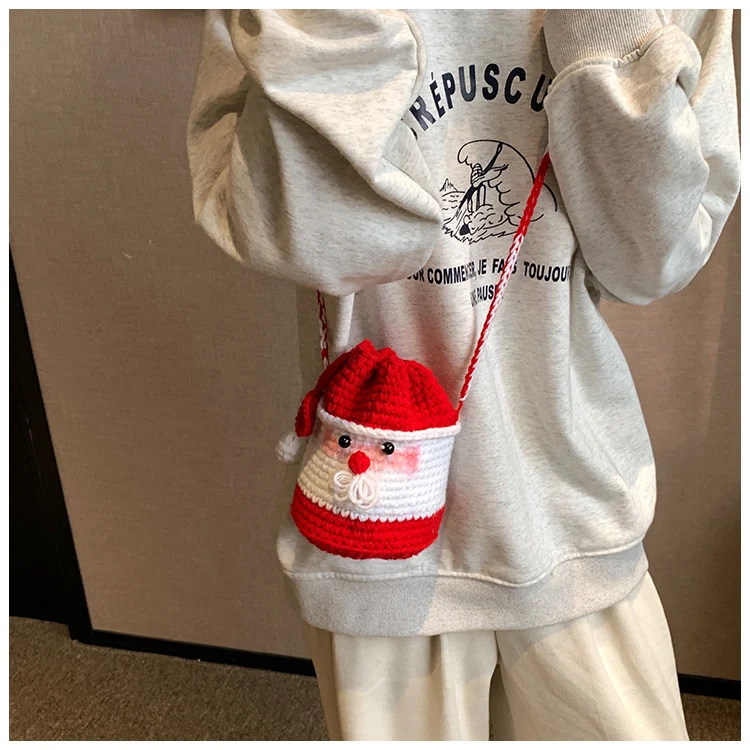 Niedliche Weihnachtsmann-Themen Häkel Crossbody-Tasche