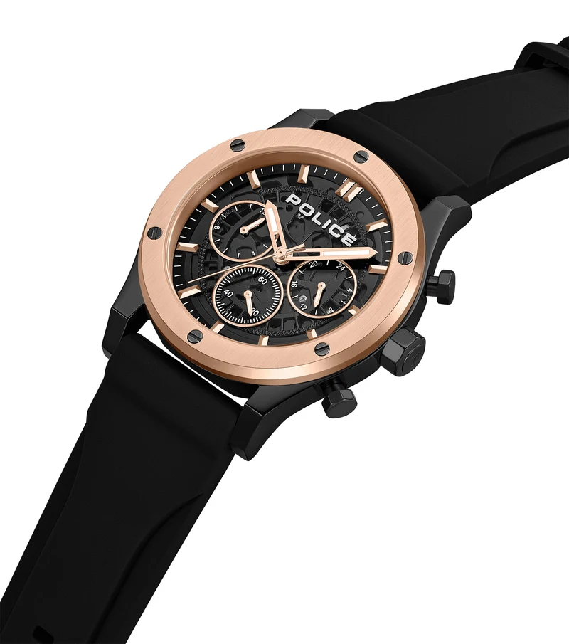 Police Knotty PEWJQ0006405M Herrenuhr Schwarz • Multifunktionswerk • Industrielles Design