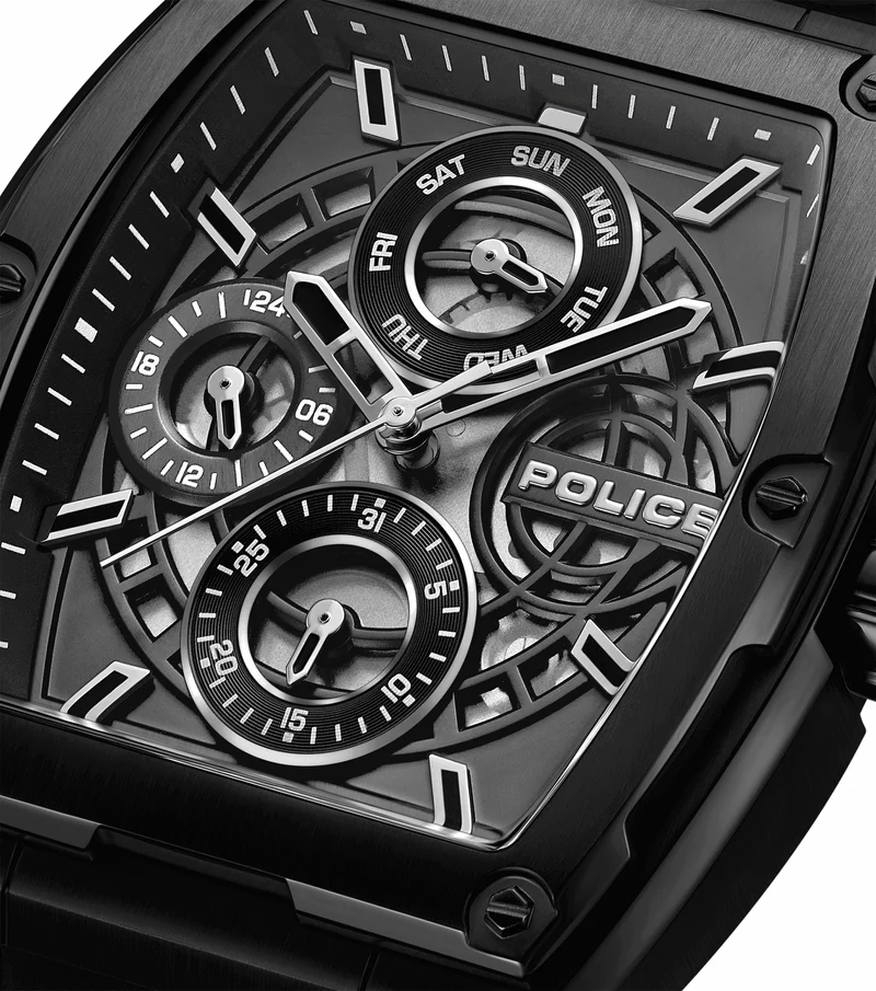 Police Creed PEWJQ0004501 Herren • Multifunktionsuhr • Verschraubte Krone