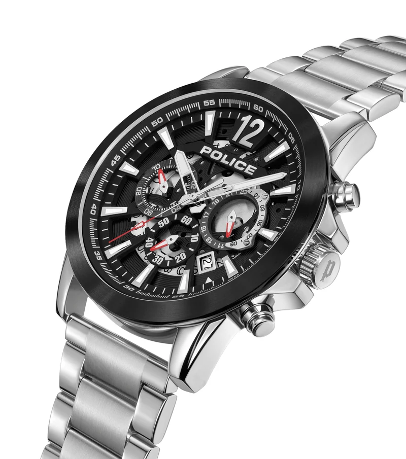 Police Vertigo PEWJK2194940 Herrenuhr Silber • Skelett-Zifferblatt • Quarz-Chronograph