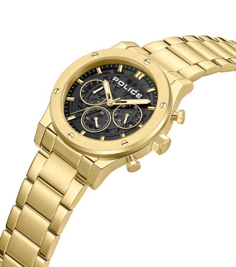 Police Knotty PEWJK0006404M Herrenuhr Schwarz • Chronograph • Roségold-Lünette