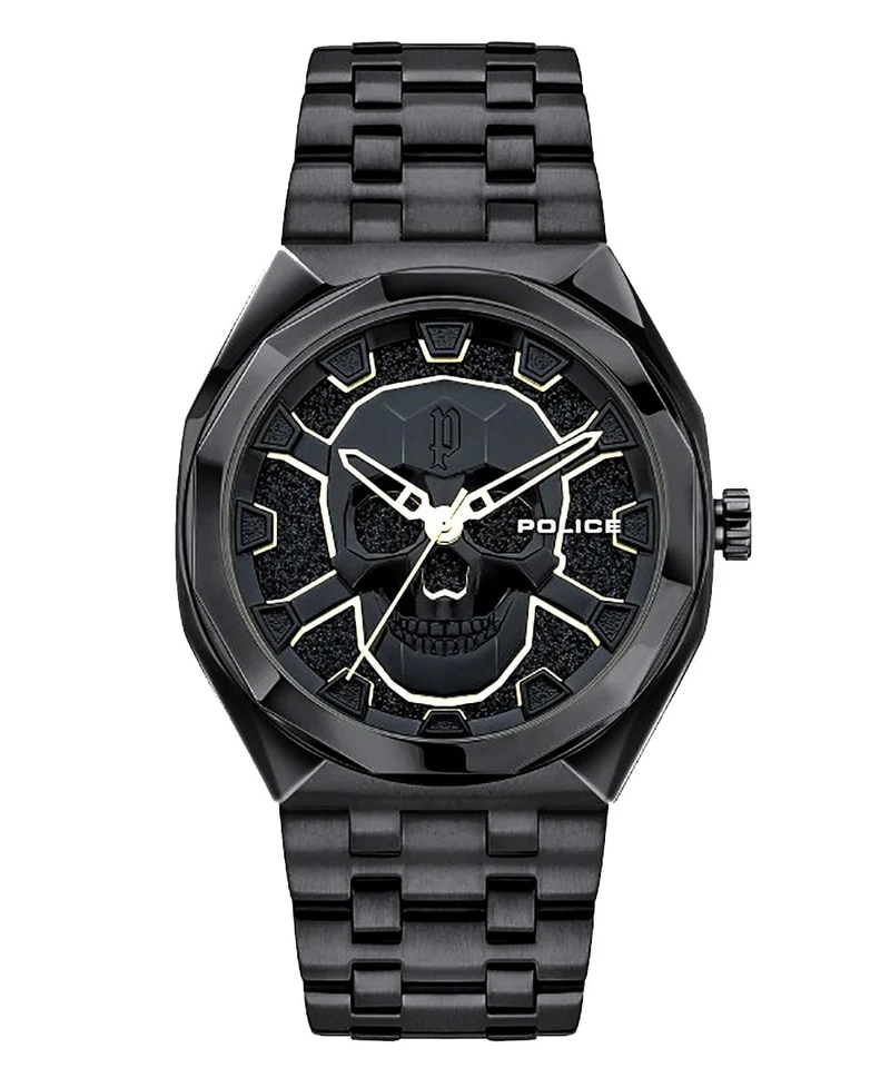 Police Kediri PEWJG2110701 Herrenuhr Schwarz • Totenkopf-Design • Mineralglas